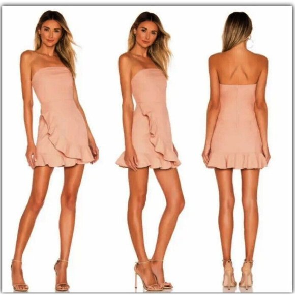Superdown Dress Rosie Mini Ruffle Pink Strapless Party Holiday Wedding Prom - Picture 1 of 11